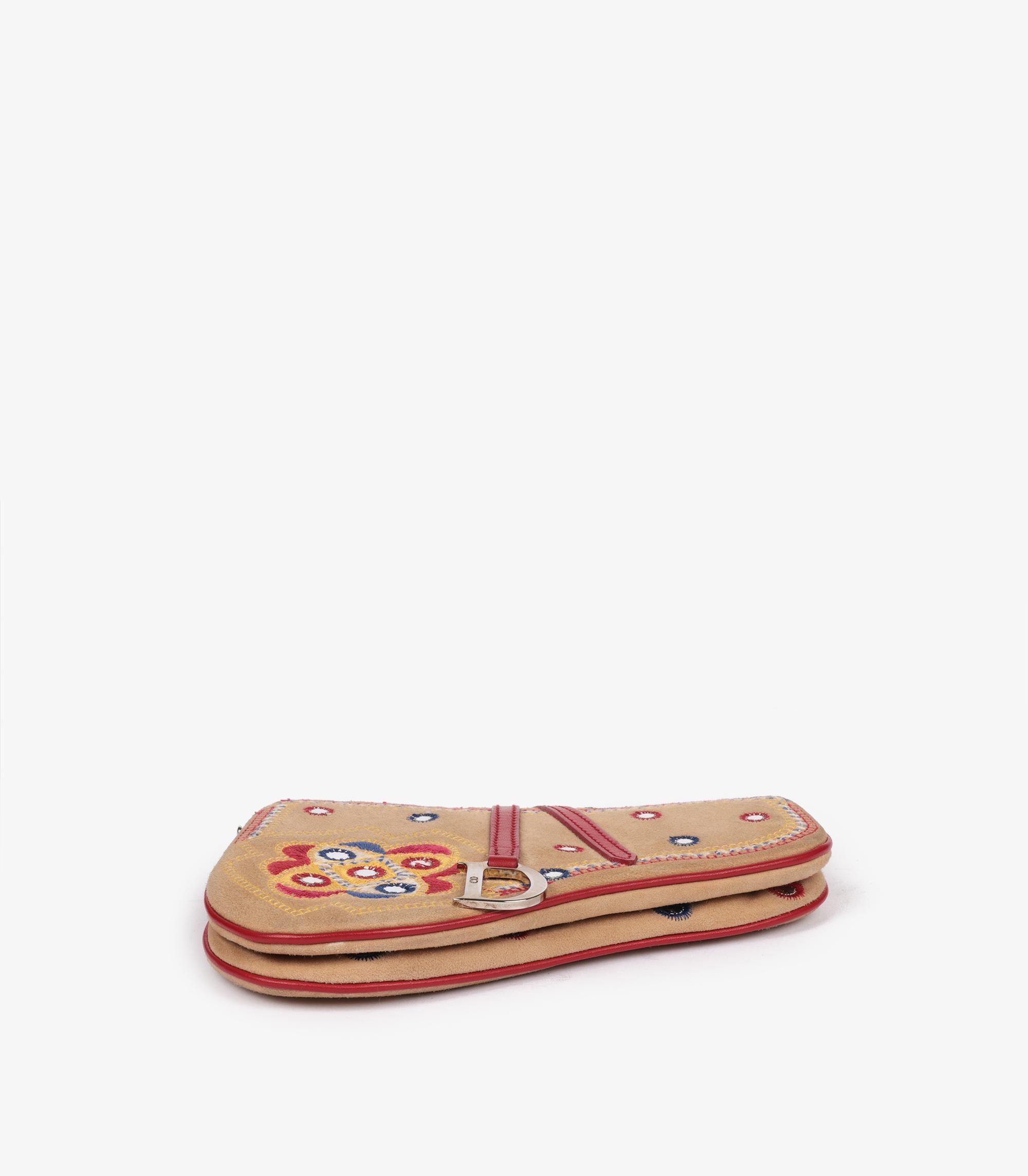 Christian Dior Multicolour & Embellished Suede & Red Vintage Mini Saddle Bag 1