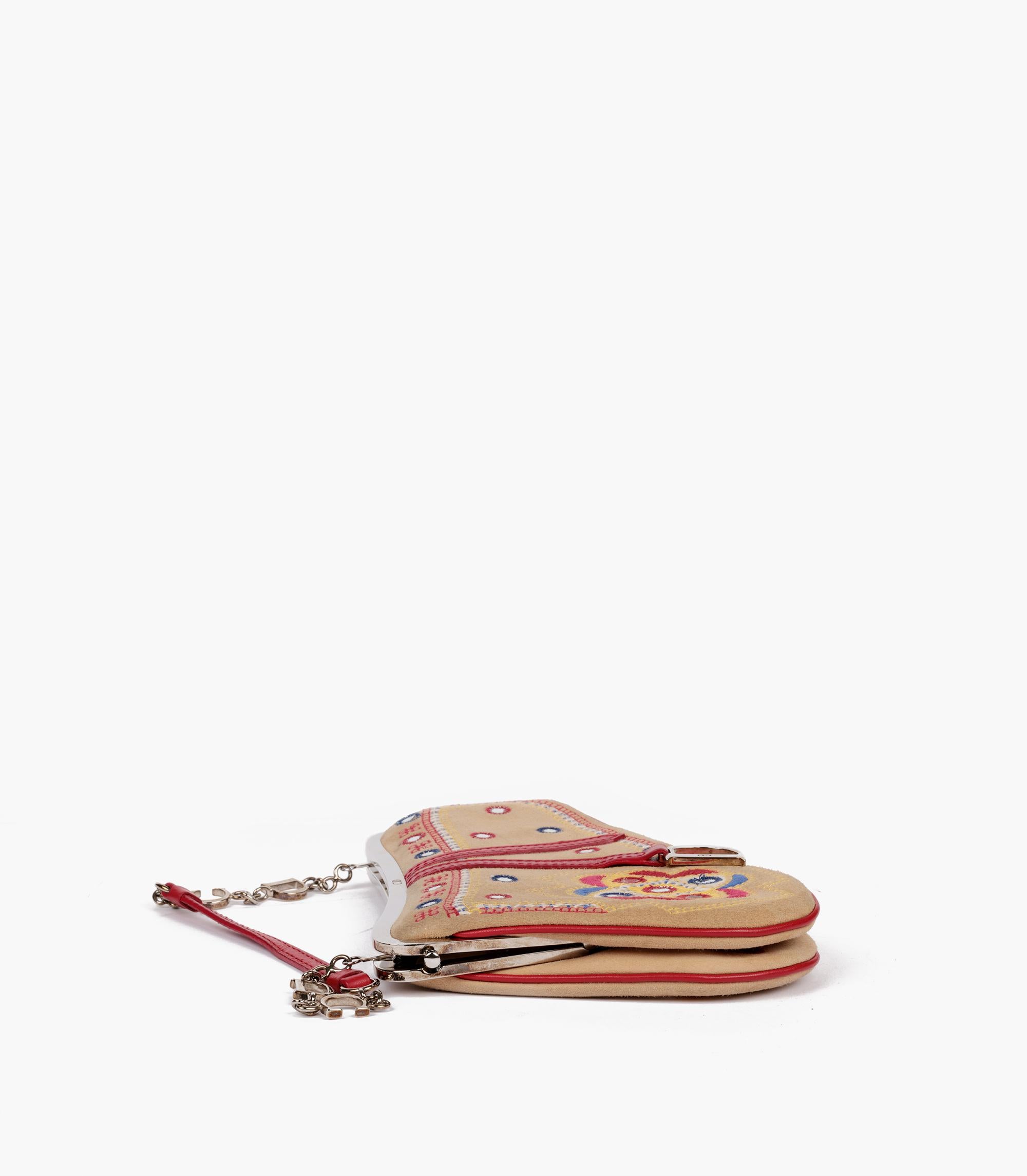 Christian Dior Multicolour & Embellished Suede & Red Vintage Mini Saddle Bag 2