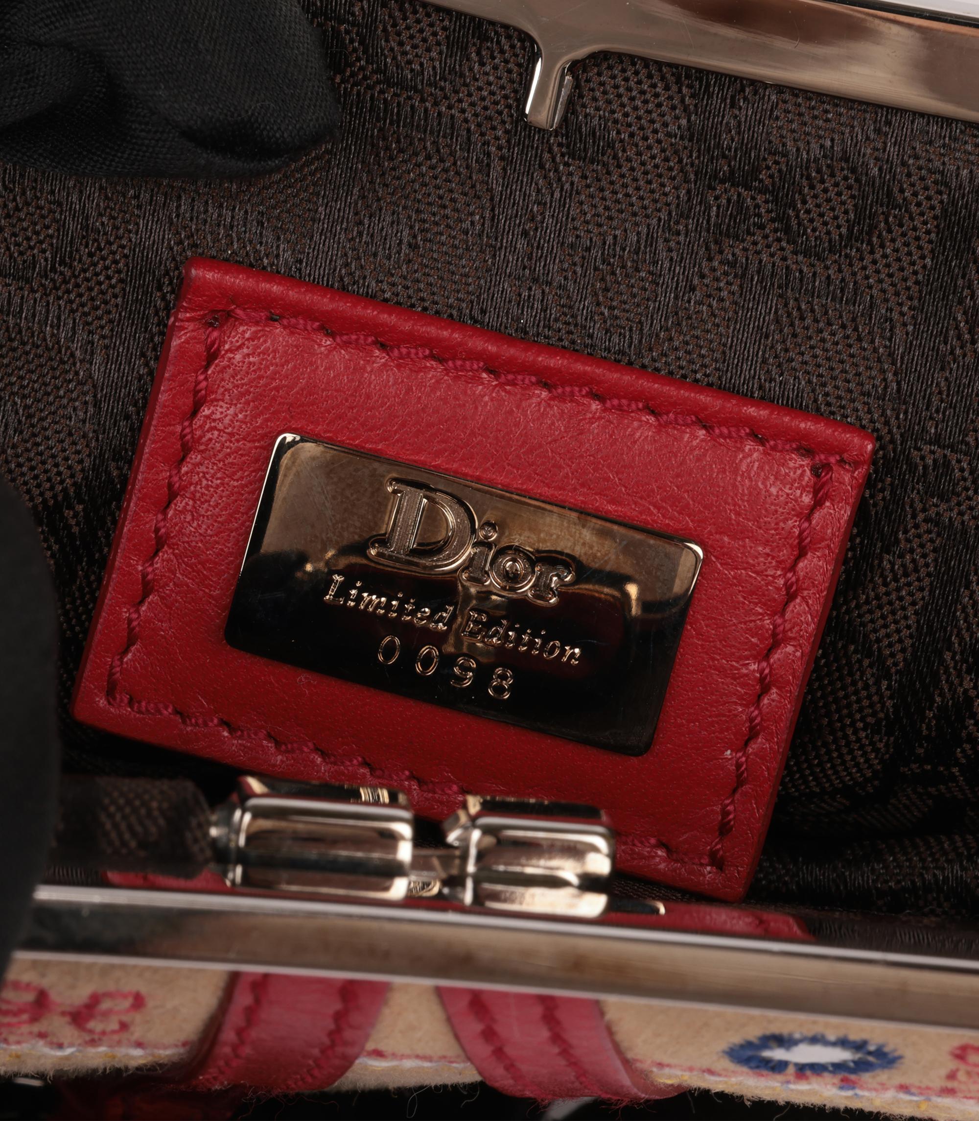 Christian Dior Multicolour & Embellished Suede & Red Vintage Mini Saddle Bag 4
