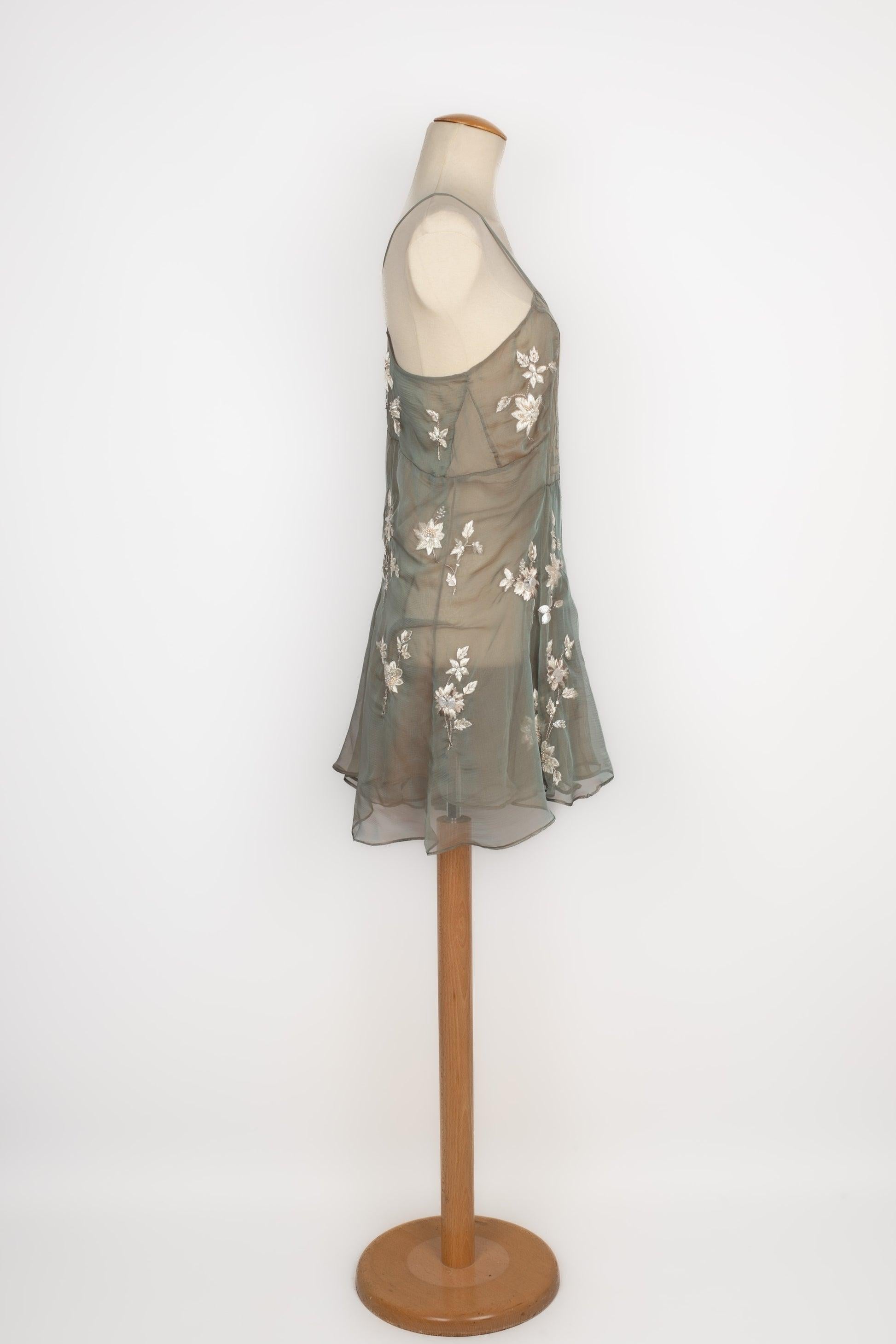 Gray Christian Dior Muslin Short Dress