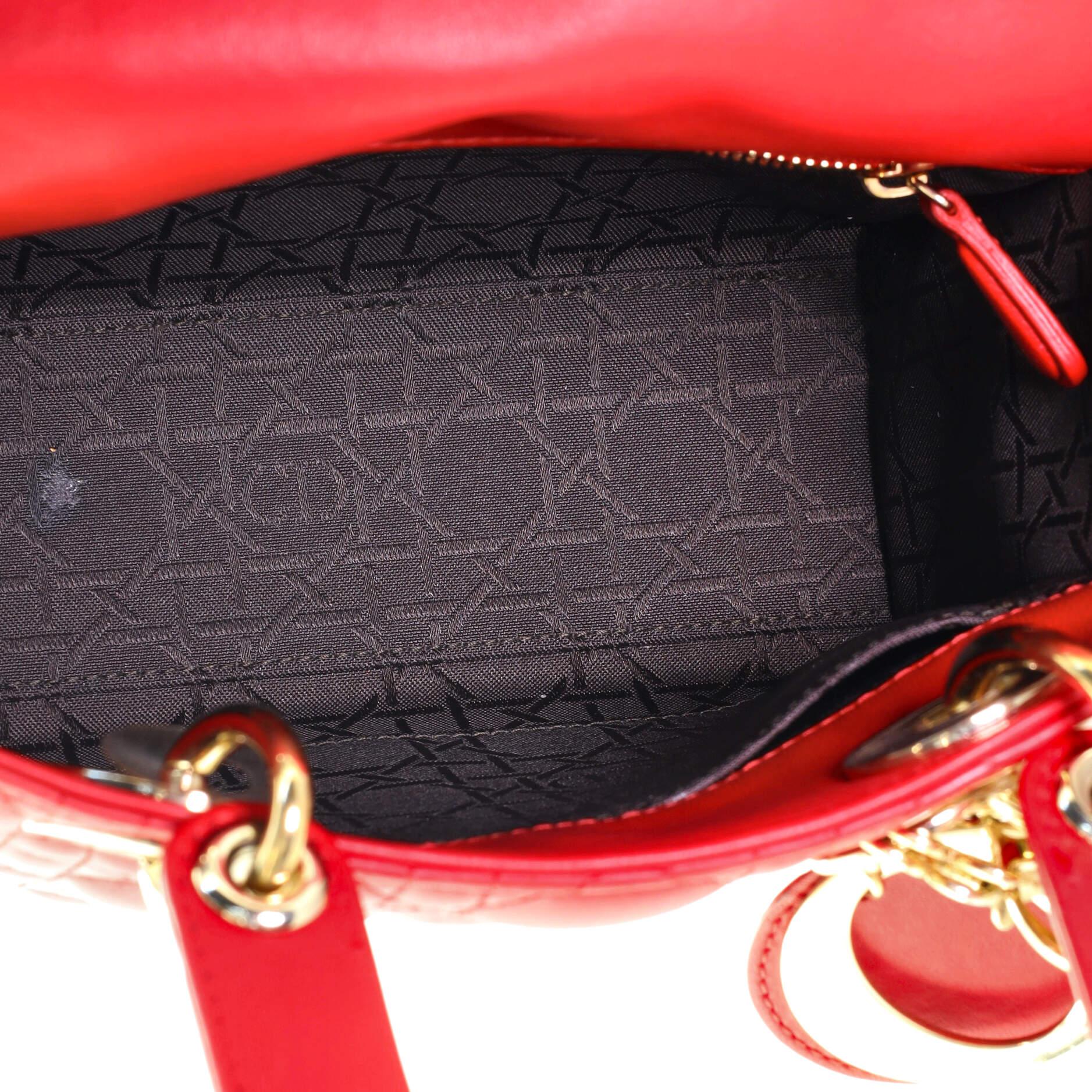 Red Christian Dior My ABCDior Lady Dior Bag Cannage Quilt Lambskin