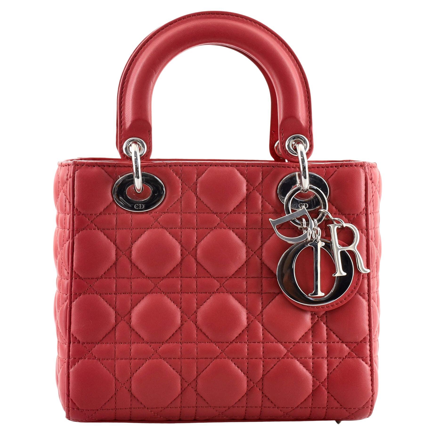 Christian Dior Tricolor Lady Dior Handbag Cannage Quilt Leather Medium ...