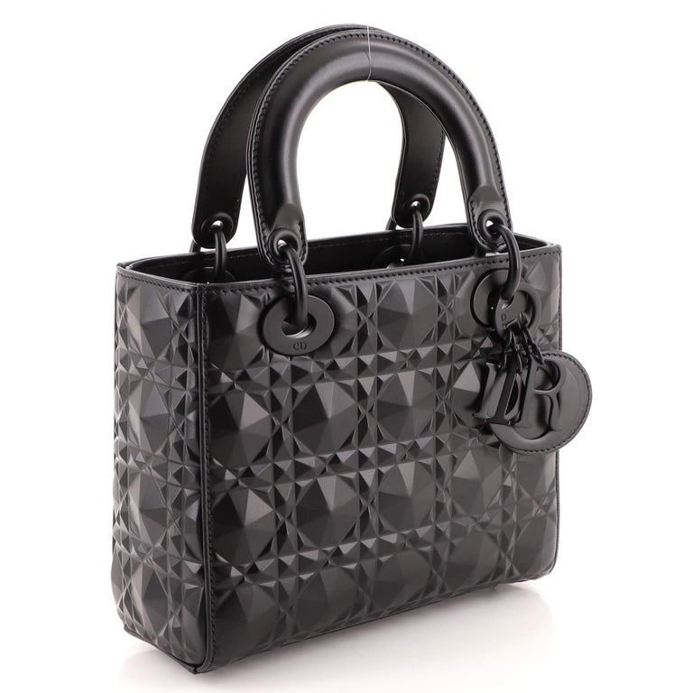 Lady Dior Pouch Black Cannage Calfskin with Diamond Motif