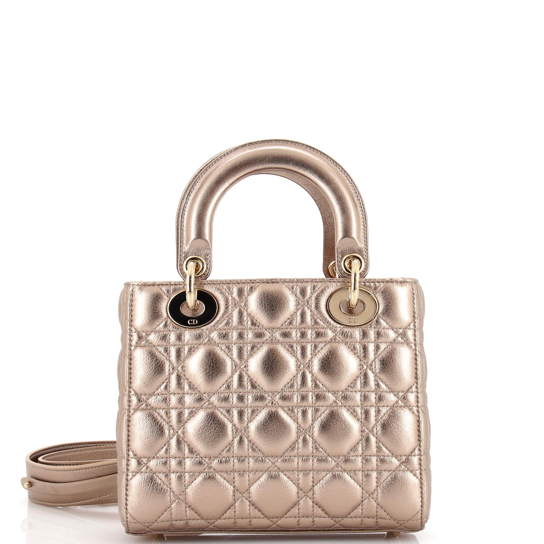 Christian Dior My ABCDior Lady Dior Bag Metallic Cannage Quilt Lambskin In Good Condition In NY, NY