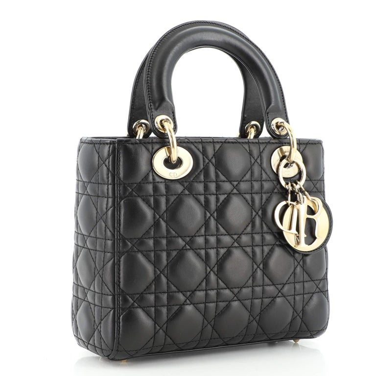Black Christian Dior My Lady Dior Bag Cannage Quilt Lambskin For Sale