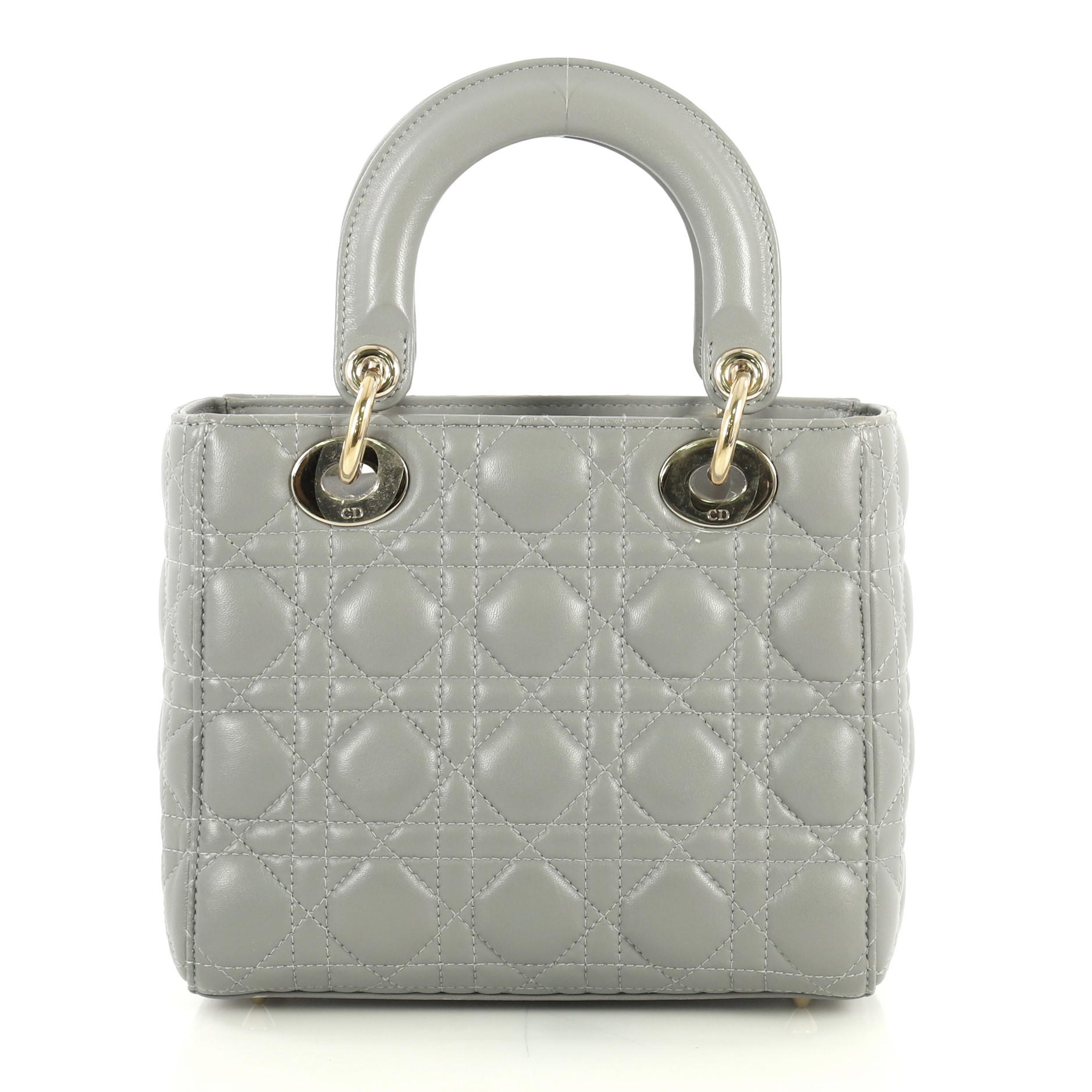 Gray Christian Dior My Lady Dior Bag Cannage Quilt Lambskin