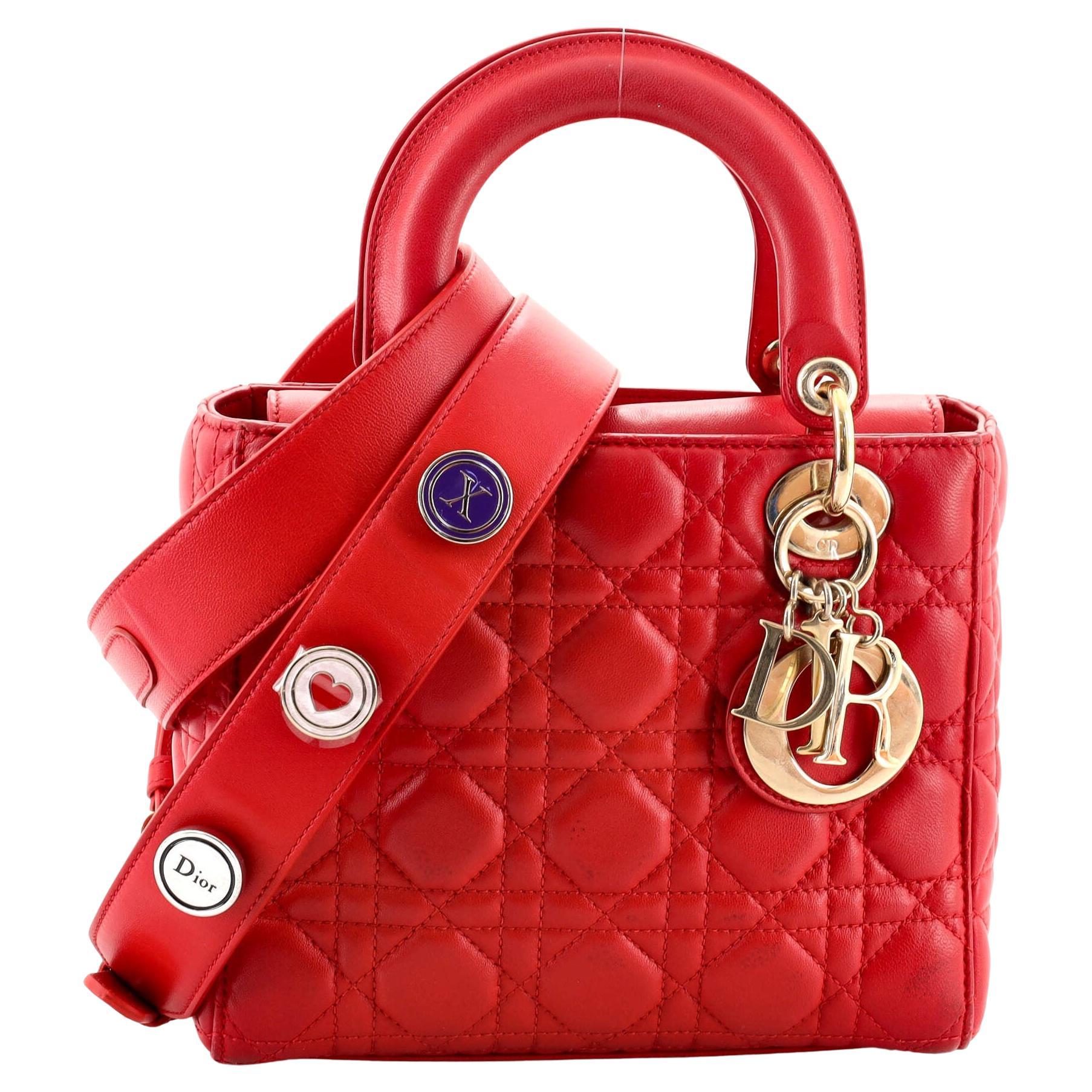 Christian Dior Lady Dior Bag Cannage Quilt Patent Medium at 1stDibs