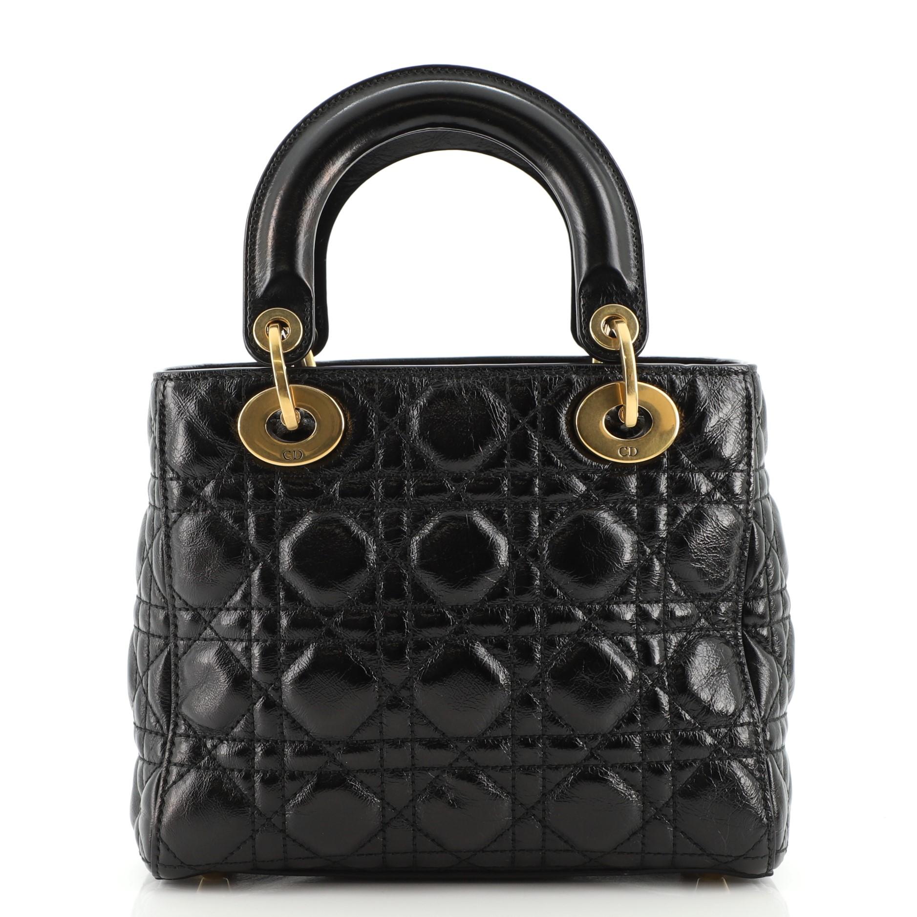 Christian Dior My Lady Dior Tasche Cannage Gestepptes, zerknittertes Lack im Zustand „Gut“ in NY, NY