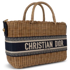 CHRISTIAN DIOR natural 2021 WICKER OBLIQUE BASKET Tote Bag