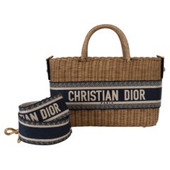 CHRISTIAN DIOR natural 2021 WICKER OBLIQUE BASKET Tote Bag