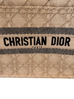 Christian Dior Natural Cannage Raffia Medium Book Tote