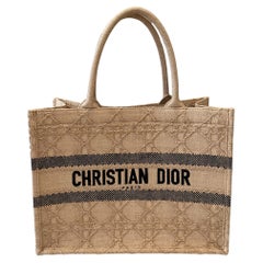 Christian Dior Natural Cannage Raffia Medium Book Tote