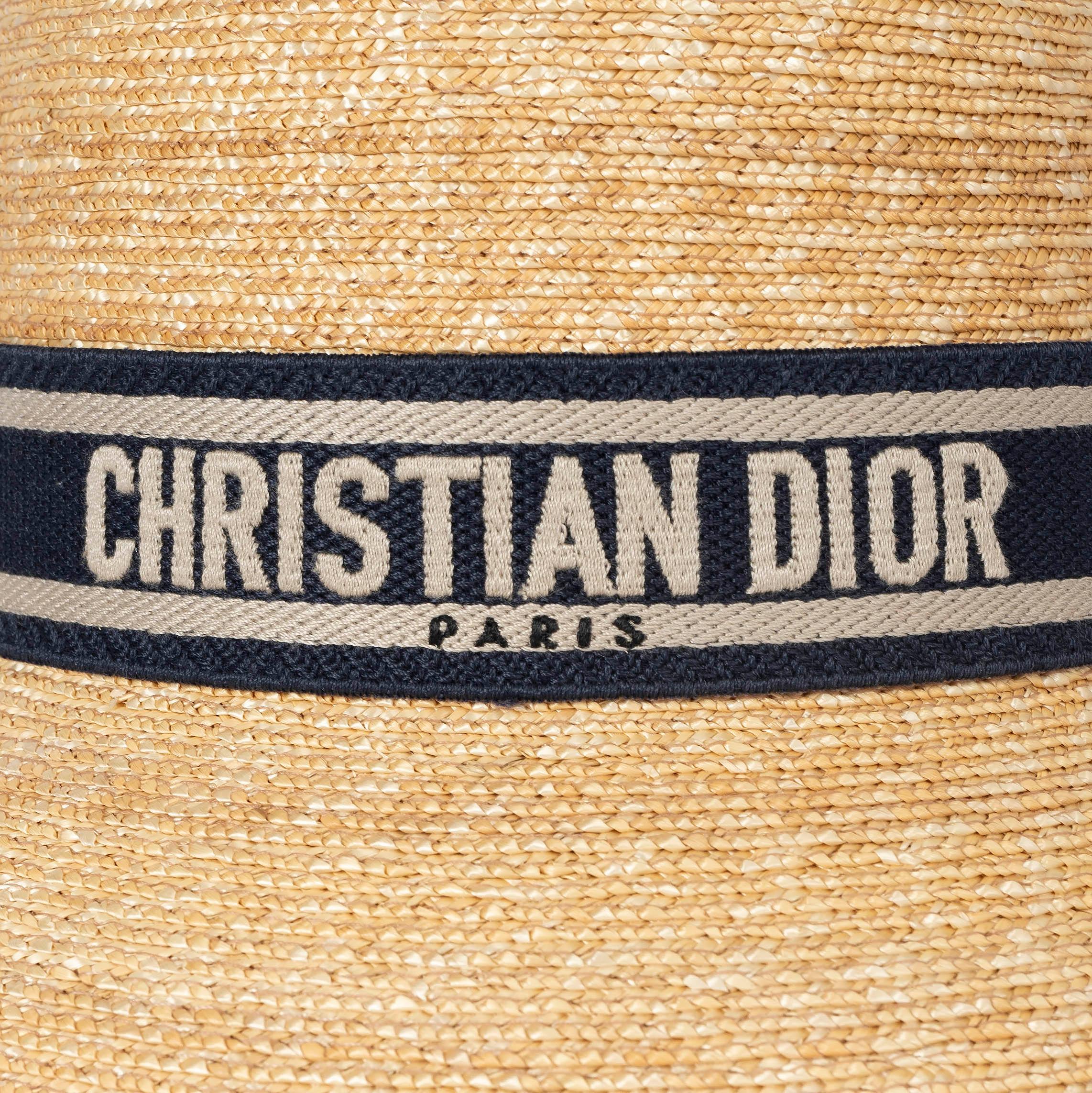 CHRISTIAN DIOR natural & navy 2021 DIORIVIERA SMALL BRIM STRAW Hat 57 2