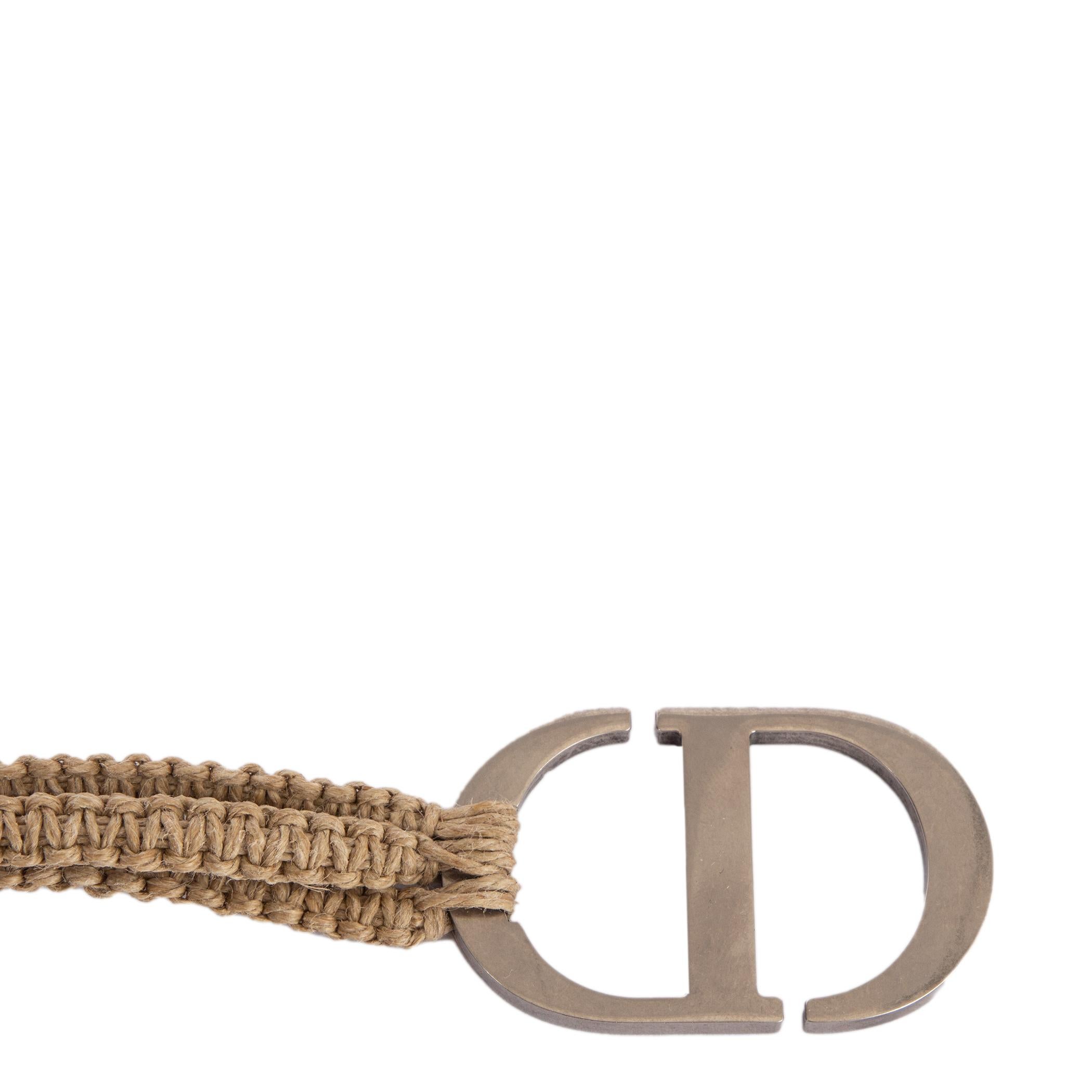 Women's CHRISTIAN DIOR natural raffia 2020 CD DOUBLE WRAP ROPE Belt For Sale