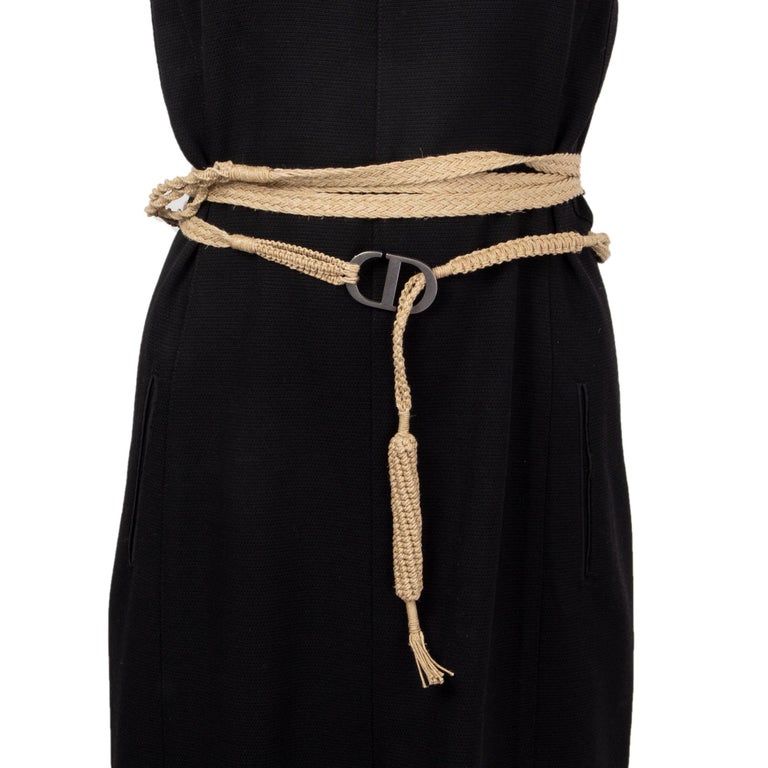 CHRISTIAN DIOR natural raffia 2020 CD DOUBLE WRAP ROPE Belt  display picture 3