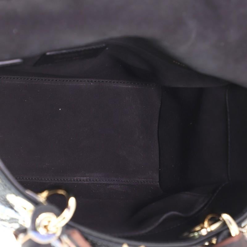 Black Christian Dior Nature Ballet Lady Dior Embroidered Fabric Medium