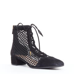 CHRISTIAN DIOR Naughtily-D black suede caged lace up ankle boots EU37.5