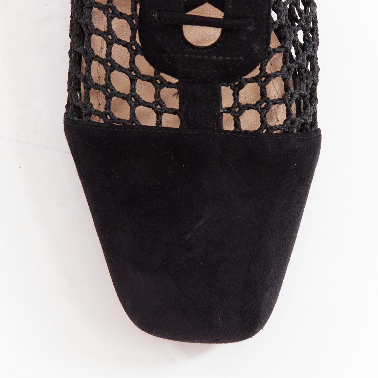CHRISTIAN DIOR Naughtily-D black suede caged lace up ankle boots EU37.5 For Sale 1