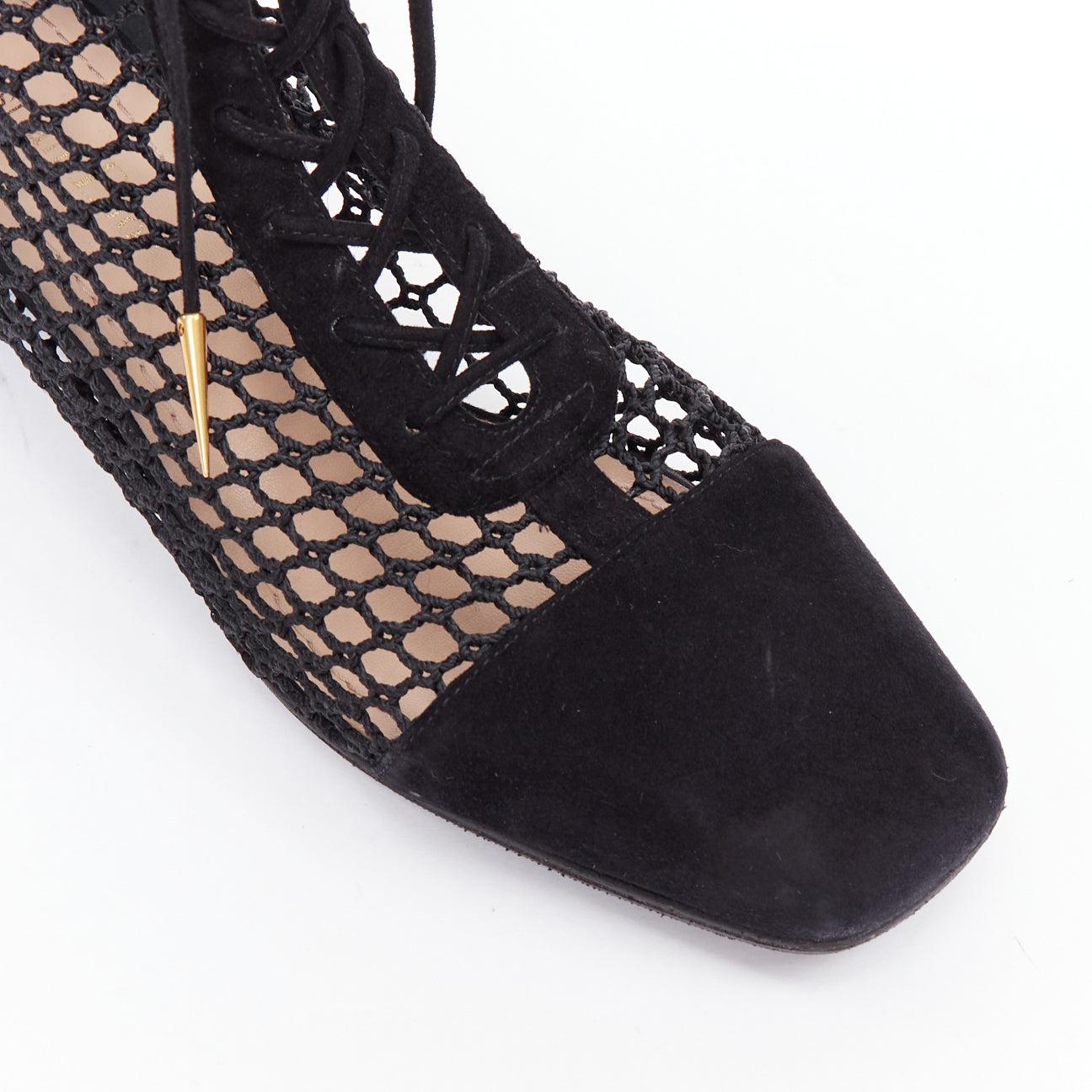 CHRISTIAN DIOR Naughtily-D black suede caged lace up ankle boots EU37.5 For Sale 2