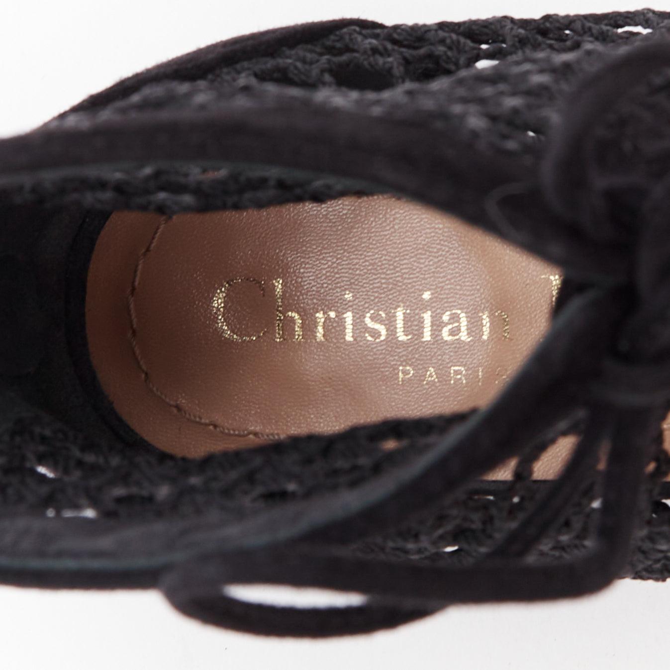 CHRISTIAN DIOR Naughtily-D black suede caged lace up ankle boots EU37.5 For Sale 4