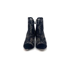 Christian Dior Naughtily-D Stivali con tacco ricamati a rete trasparente e floreale 37