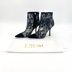 Christian Dior Naughtily D Transparent Mesh Floral Embroidered Heeled Boots 38