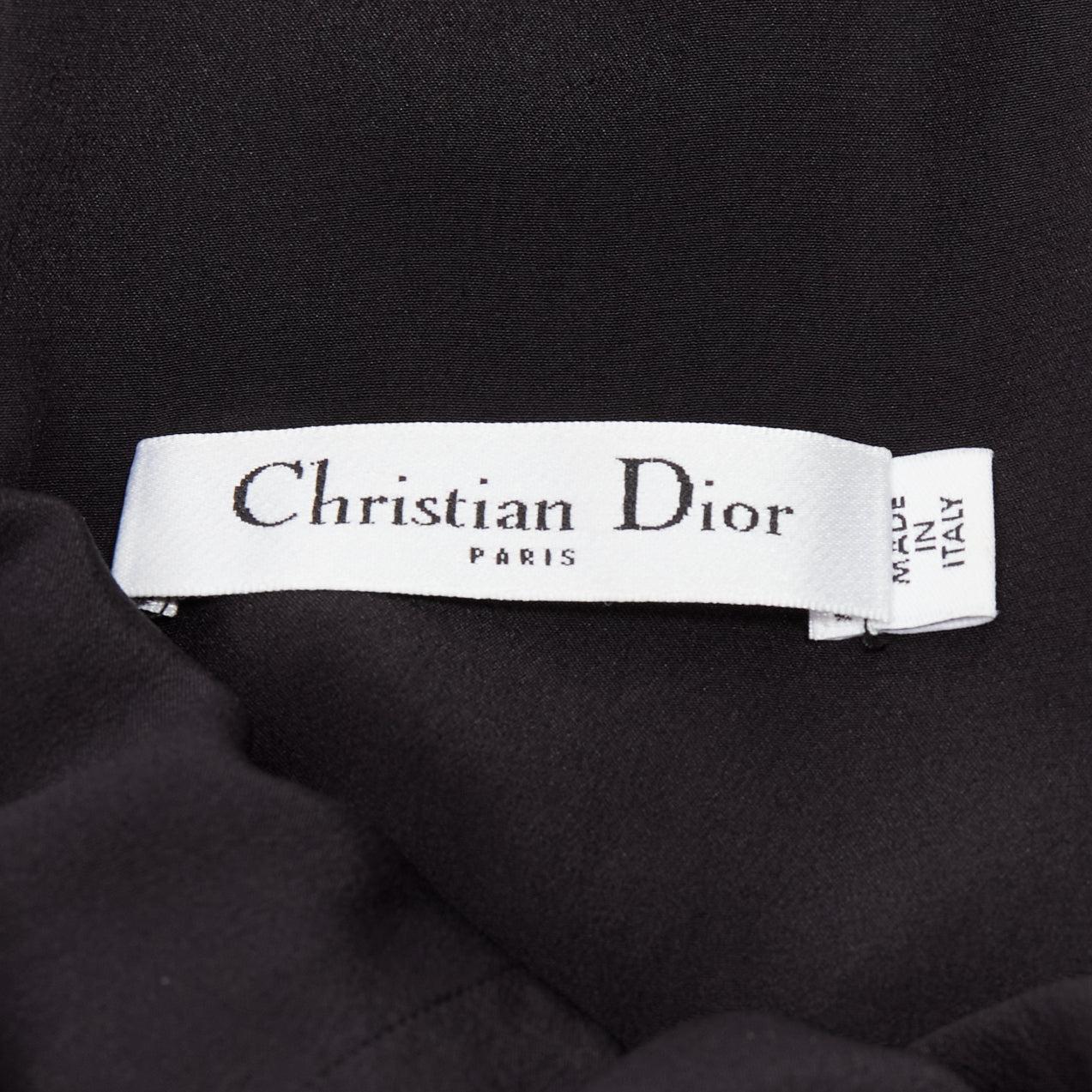 CHRISTIAN DIOR vestido de encaje negro marino con espalda en V transparente y bajo con volantes en venta 3