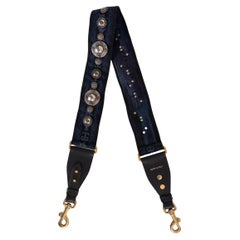 CHRISTIAN DIOR azul marino 2018 WESTER STUDDED JACQUARD Bolso Lona Correa