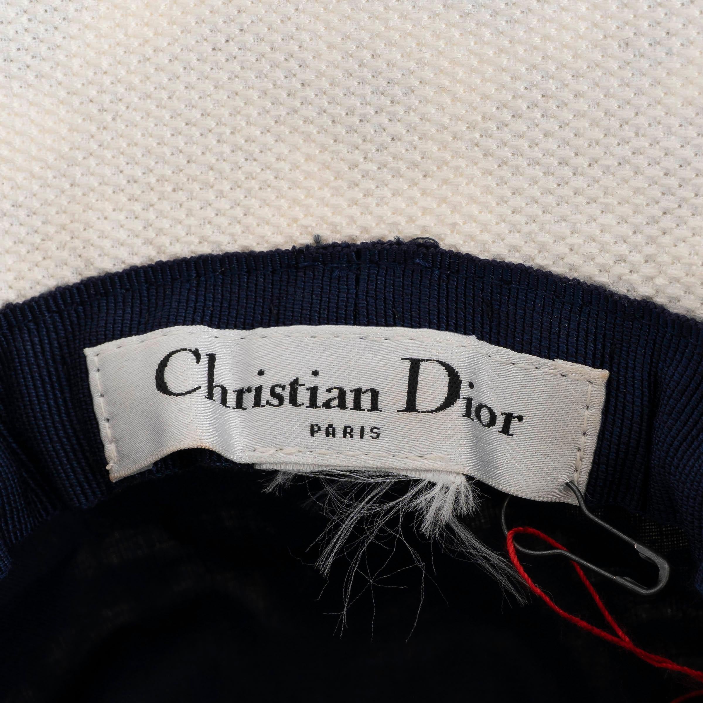 CHRISTIAN DIOR blu navy 2024 D-BOBBY TOILE DE JOUY SOLEIL Cappello a Secchiello 55 in vendita 3