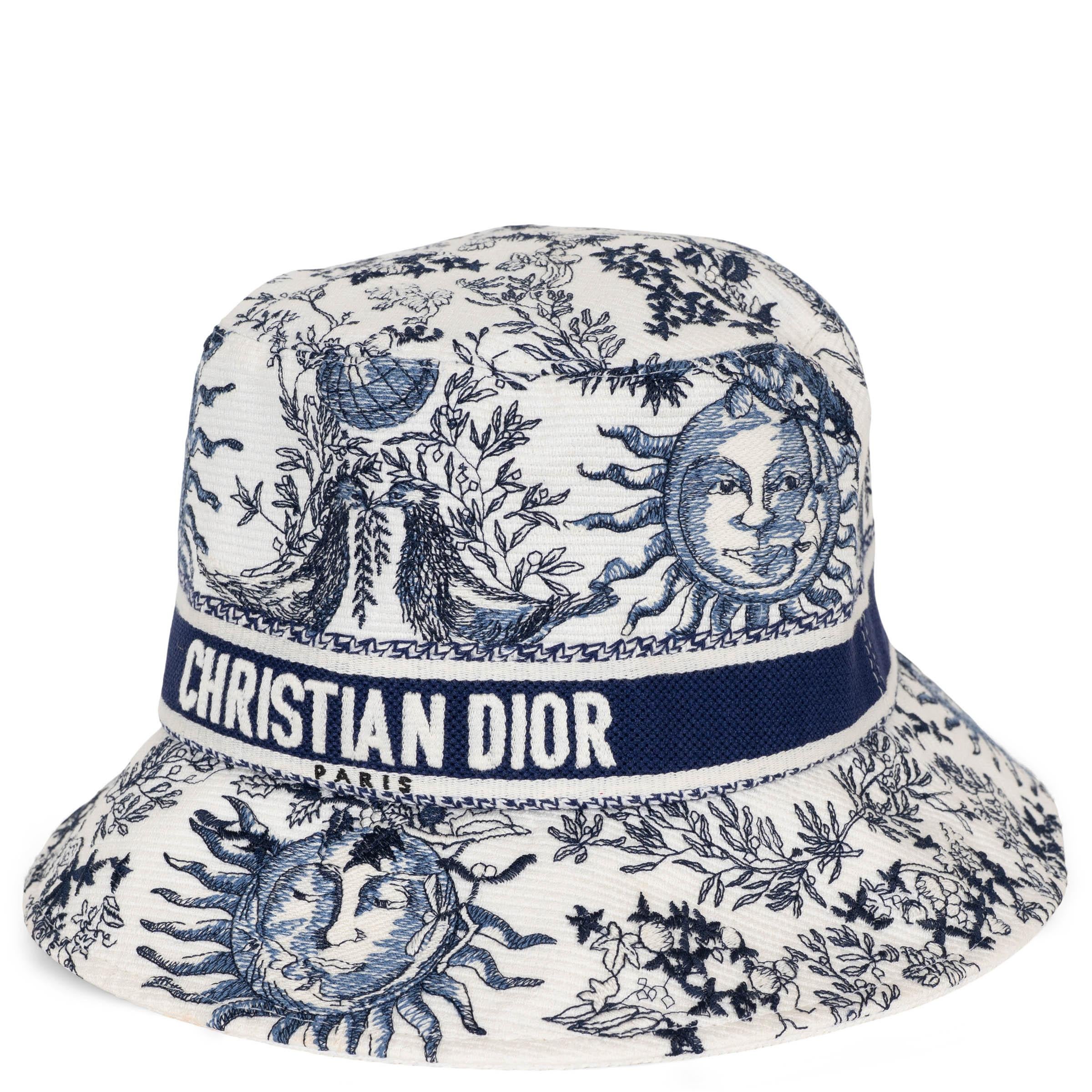CHRISTIAN DIOR blu navy 2024 D-BOBBY TOILE DE JOUY SOLEIL Cappello a Secchiello 55