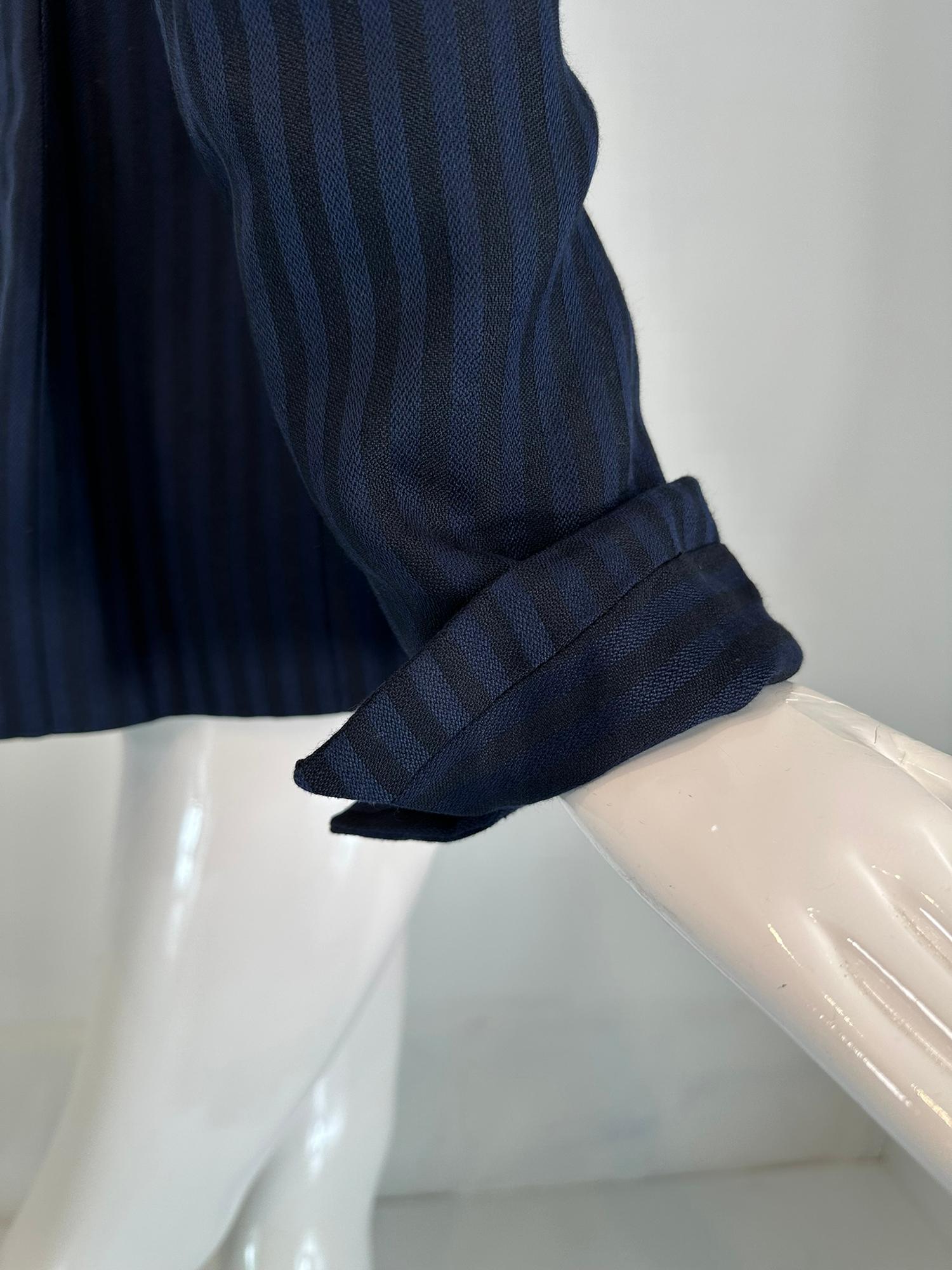Christian Dior Navy Blue & Black Wide Stripe Wool Twill Jacket Late 90s-2000s 4 For Sale 8