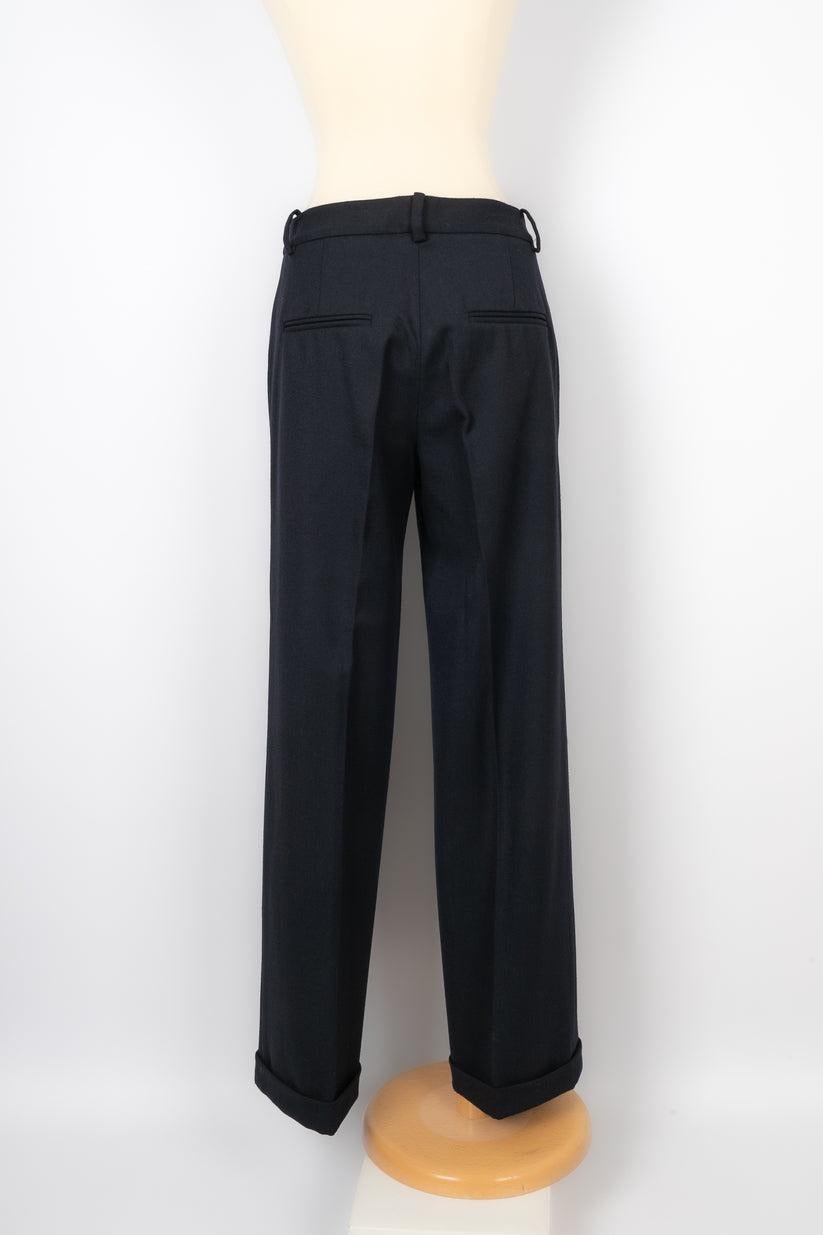 Christian Dior Navy Blue Blended Wool Pants In Excellent Condition For Sale In SAINT-OUEN-SUR-SEINE, FR