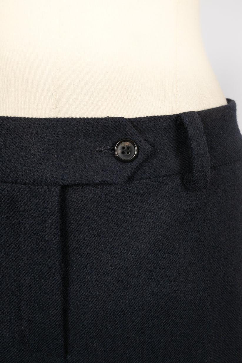 Women's Christian Dior Navy Blue Blended Wool Pants For Sale