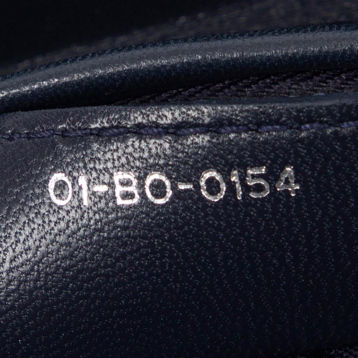 CHRISTIAN DIOR navy blue CANNAGE leather LADY DIOR MEDIUM TOTE Bag 2