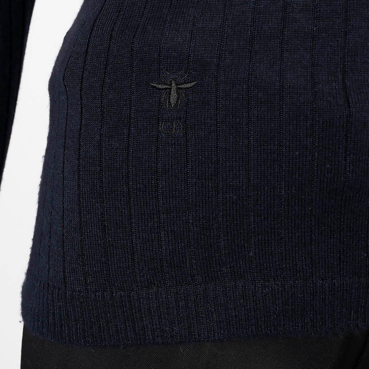 CHRISTIAN DIOR navy blue cashmere RIB-KNIT TURTLENECK Sweater S For Sale 2