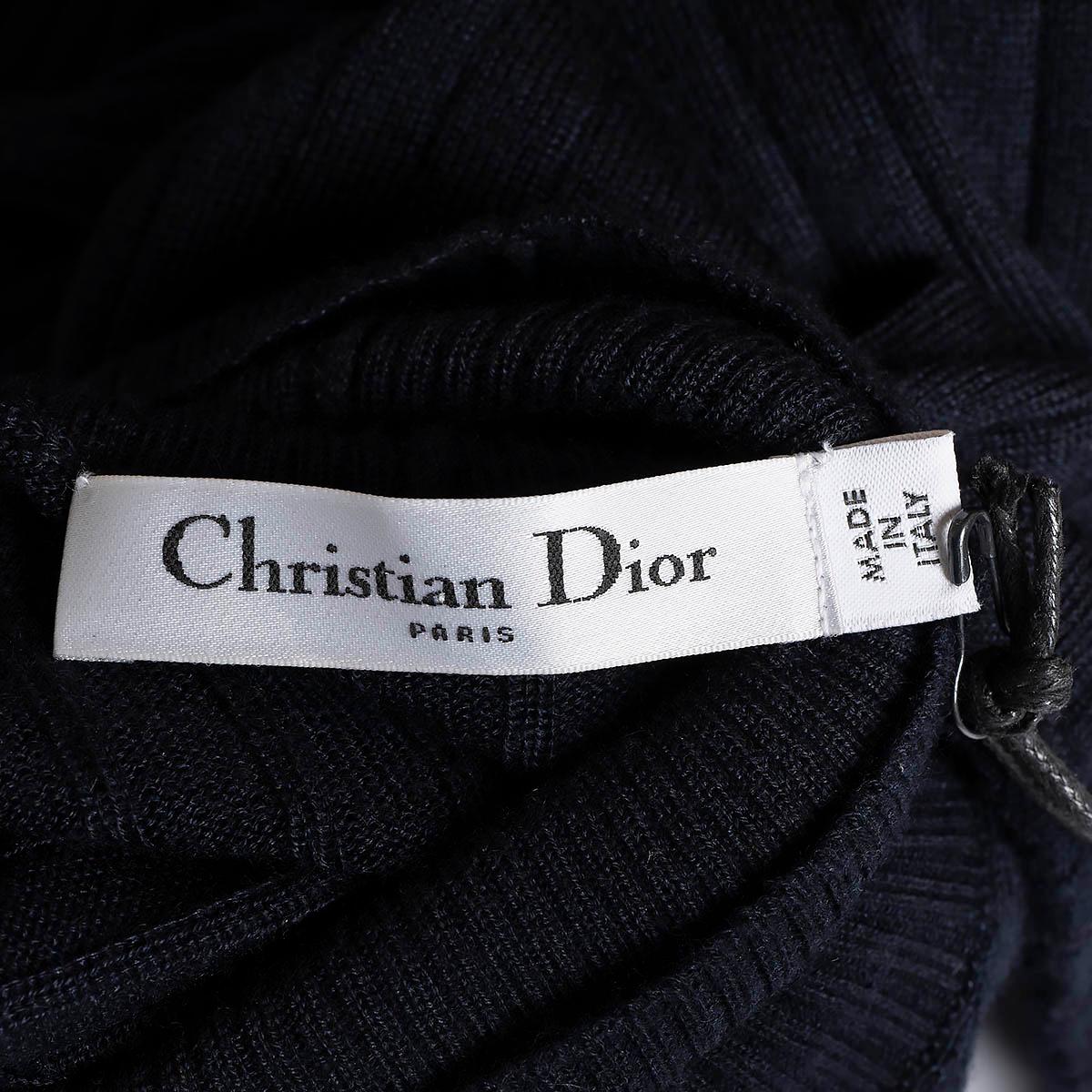 CHRISTIAN DIOR navy blue cashmere RIB-KNIT TURTLENECK Sweater S For Sale 3