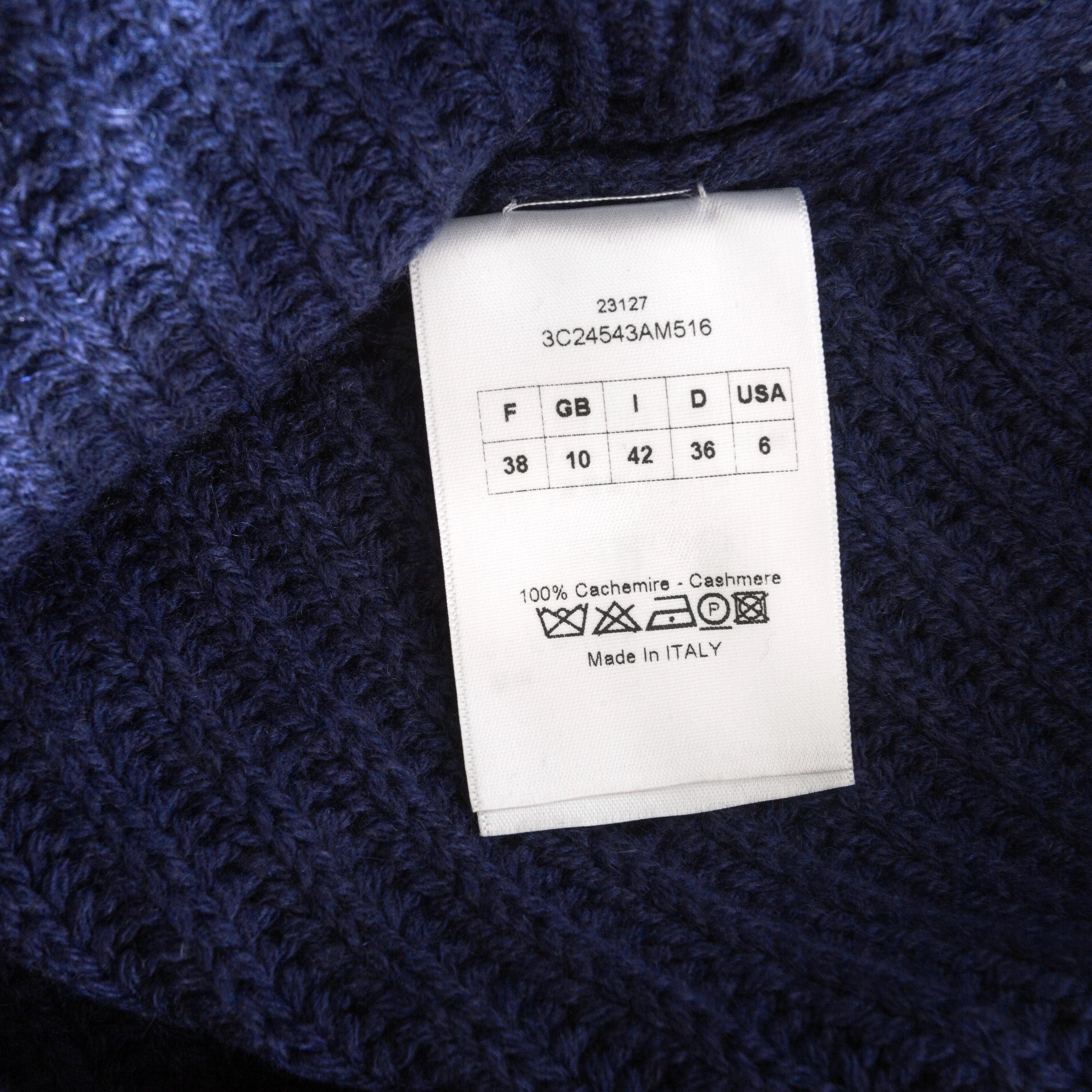Christian Dior Navy Blue Cashmere Short Sleeve Dolman Sweater For Sale 1