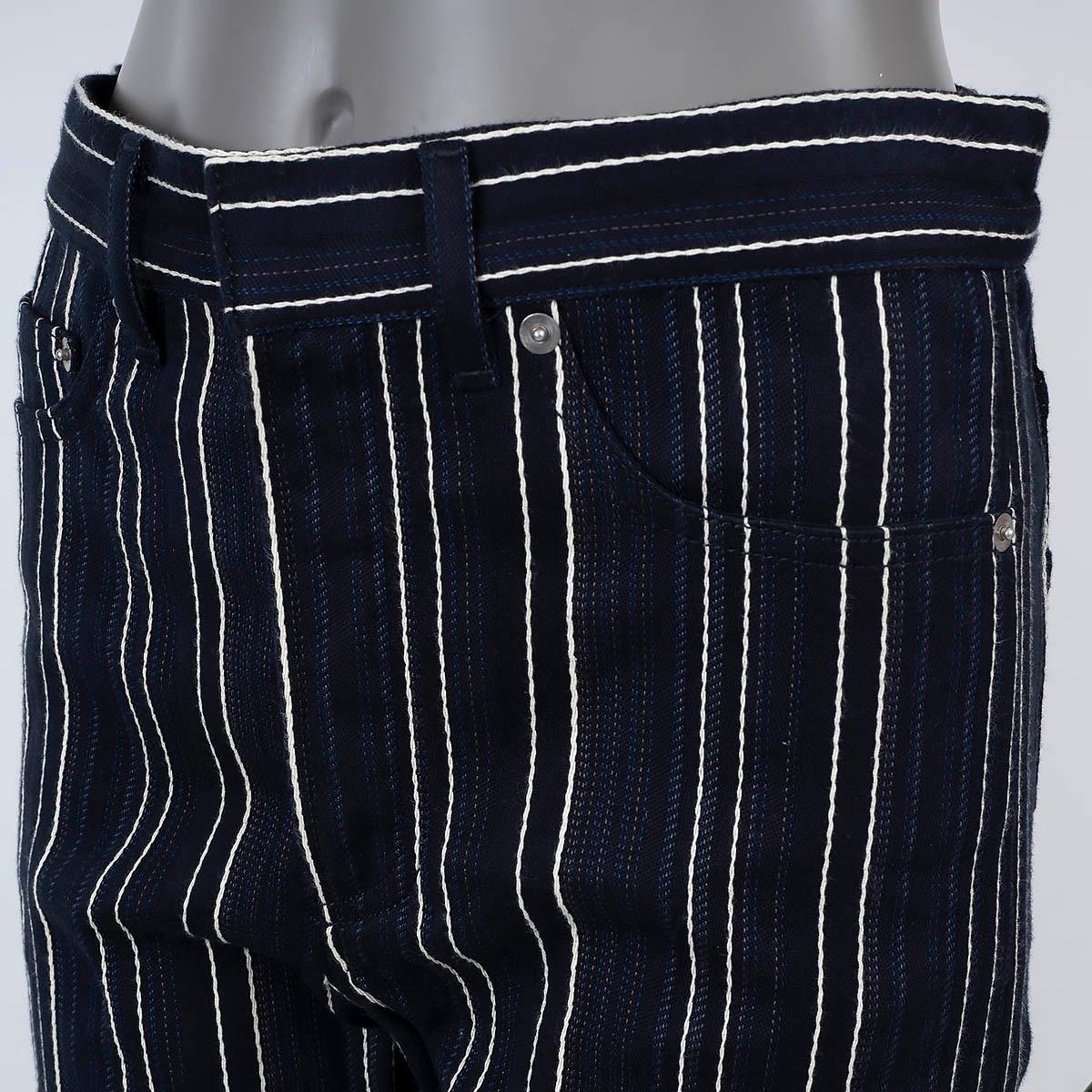 Pantalon en coton bleu marine CHRISTIAN DIOR 2019 STRIPED CROPPED JeansPants 36 XS Pour femmes en vente