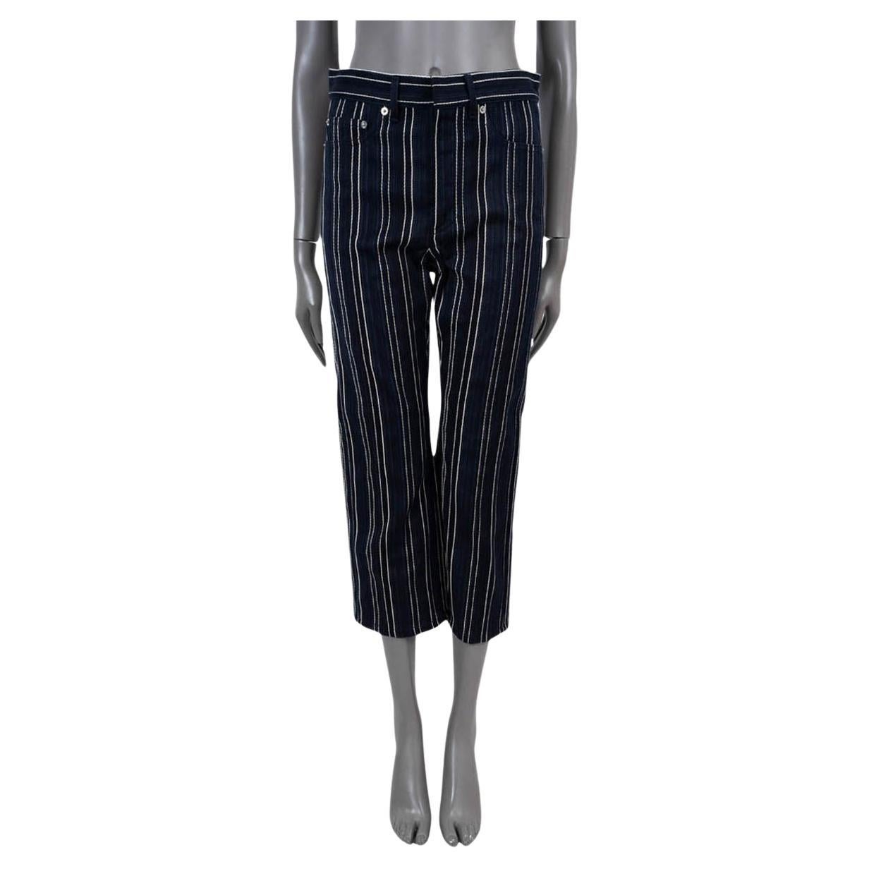 CHRISTIAN DIOR navy blue cotton 2019 STRIPED CROPPED JeansPants 36 XS For Sale