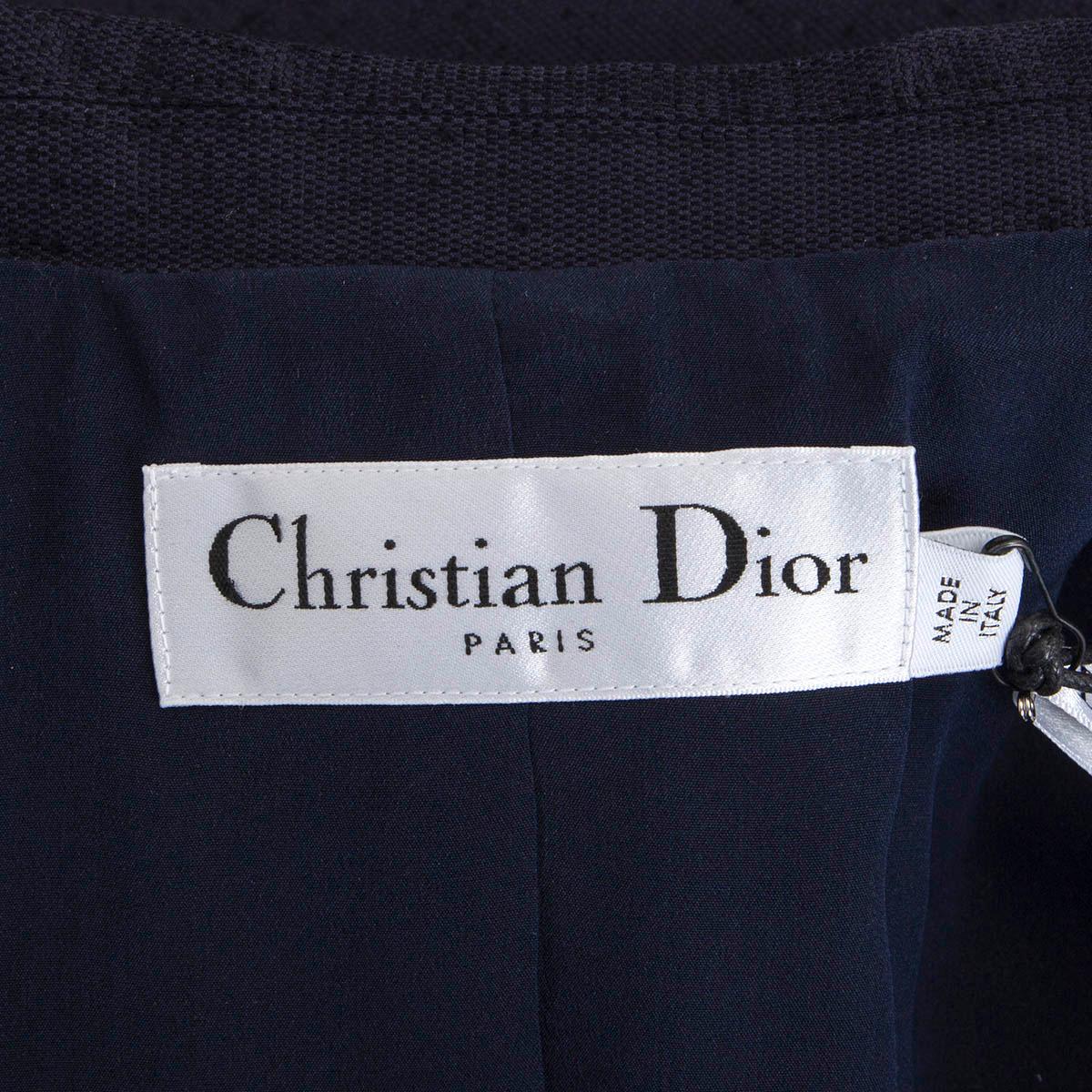 Women's CHRISTIAN DIOR navy blue cotton 2020 SHANTUNG Cape Jacket 38 S For Sale
