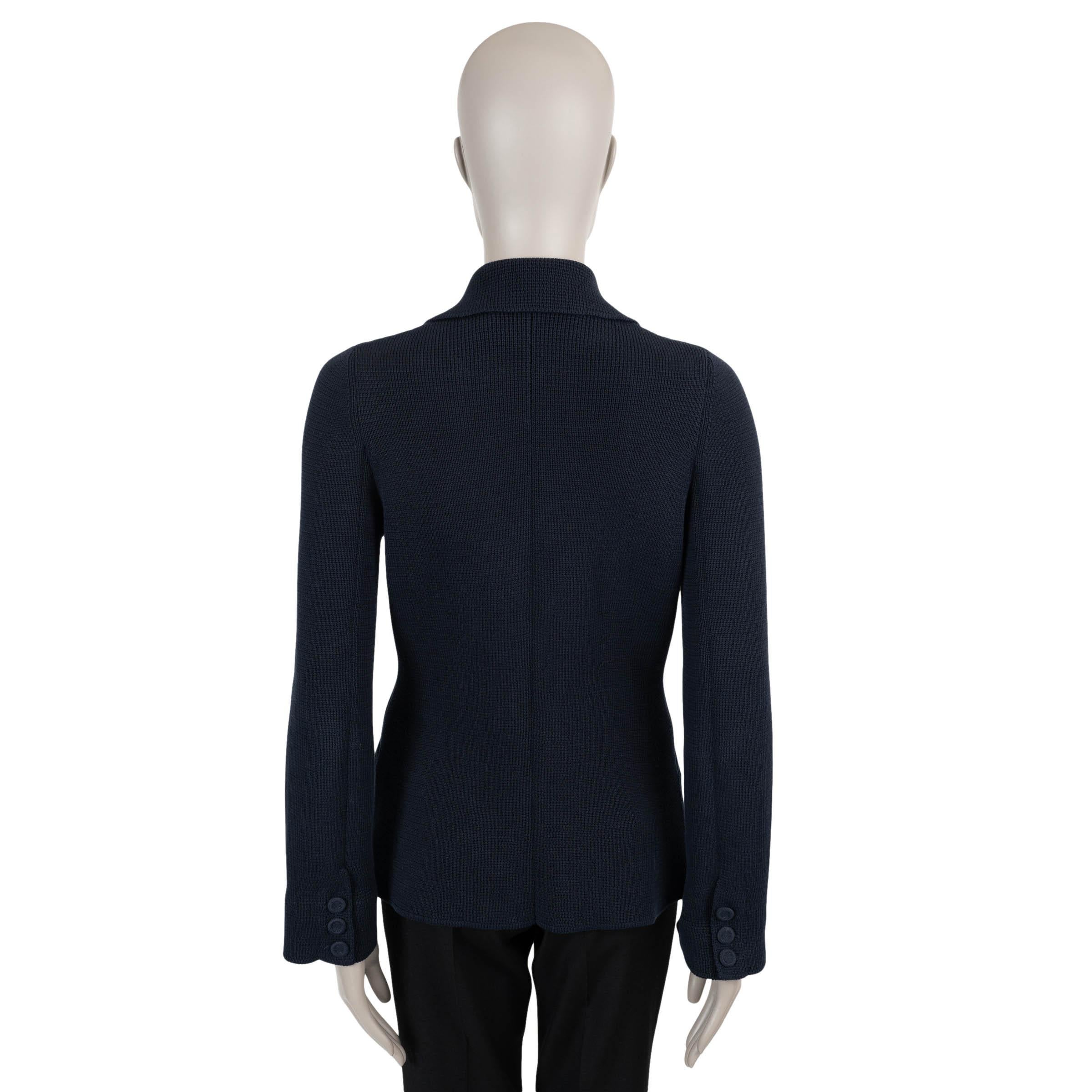 Black CHRISTIAN DIOR navy blue cotton 2021 BAR KNIT Jacket 40 M