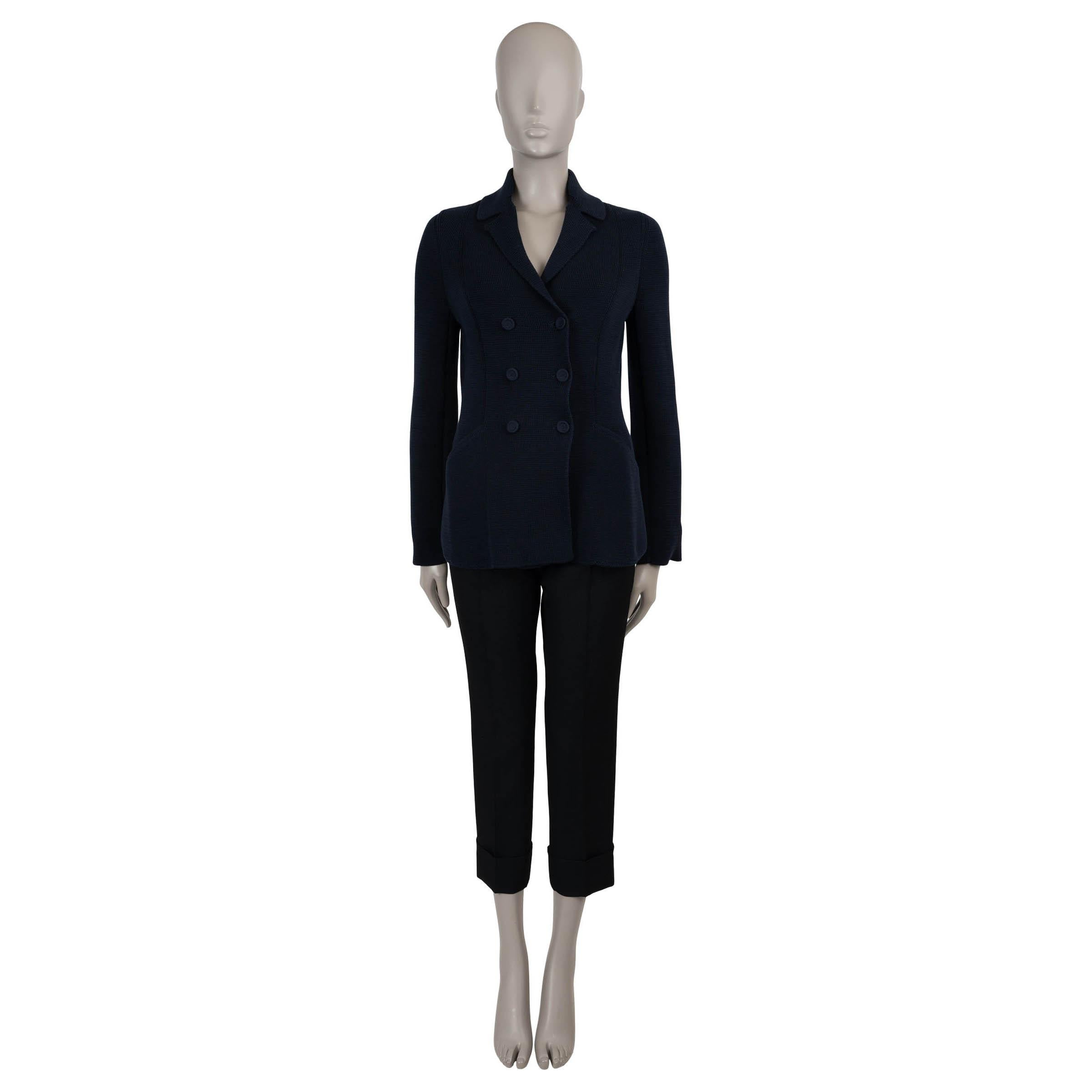 Women's CHRISTIAN DIOR navy blue cotton 2021 BAR KNIT Jacket 40 M