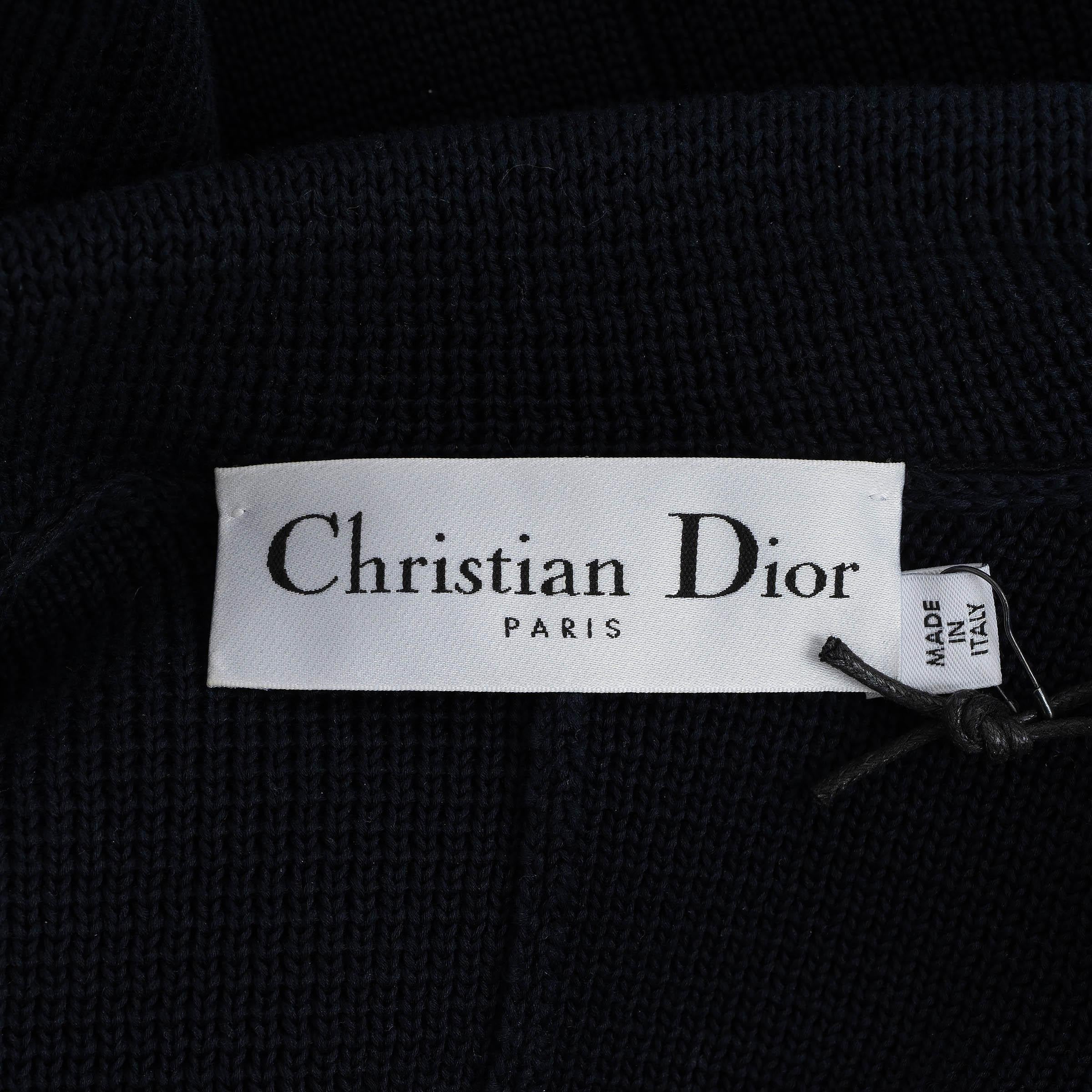 CHRISTIAN DIOR navy blue cotton 2021 BAR KNIT Jacket 40 M 2