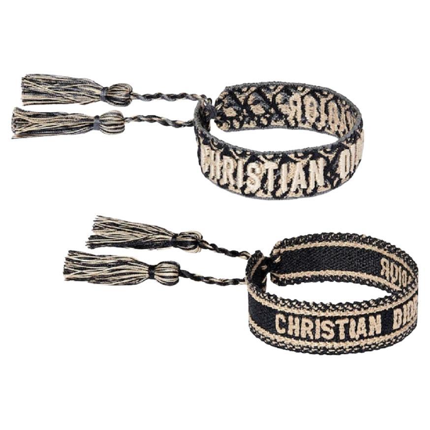 Christian Dior Navy Blue Cotton J'adior Bracelet Set For Sale at 1stDibs