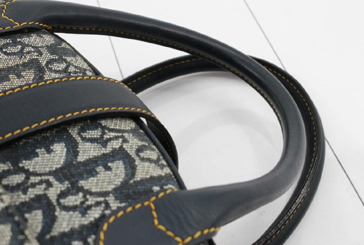 Christian Dior Marineblau Diorissimo Canvas Sattel Medium Bowler Tasche im Zustand „Gut“ im Angebot in Irvine, CA
