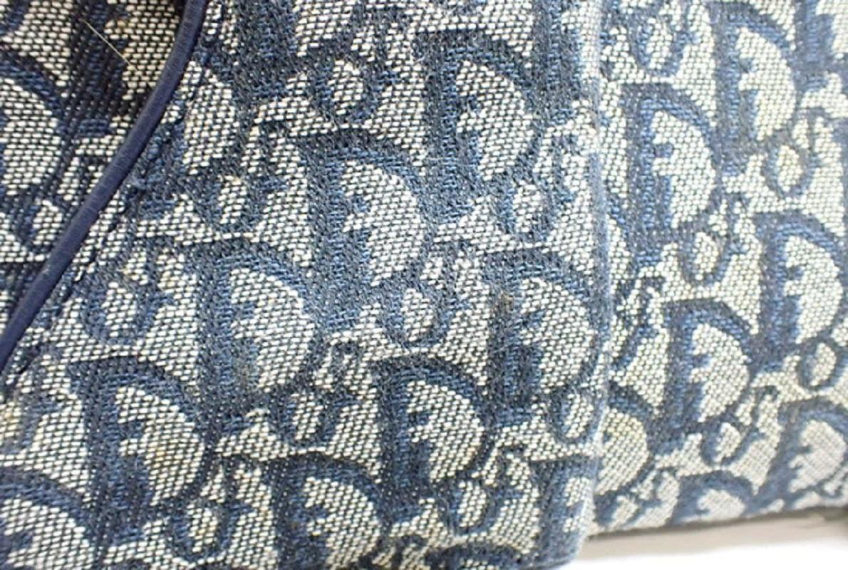 Christian Dior Marineblau Diorissimo Canvas Sattel Medium Bowler Tasche Damen im Angebot