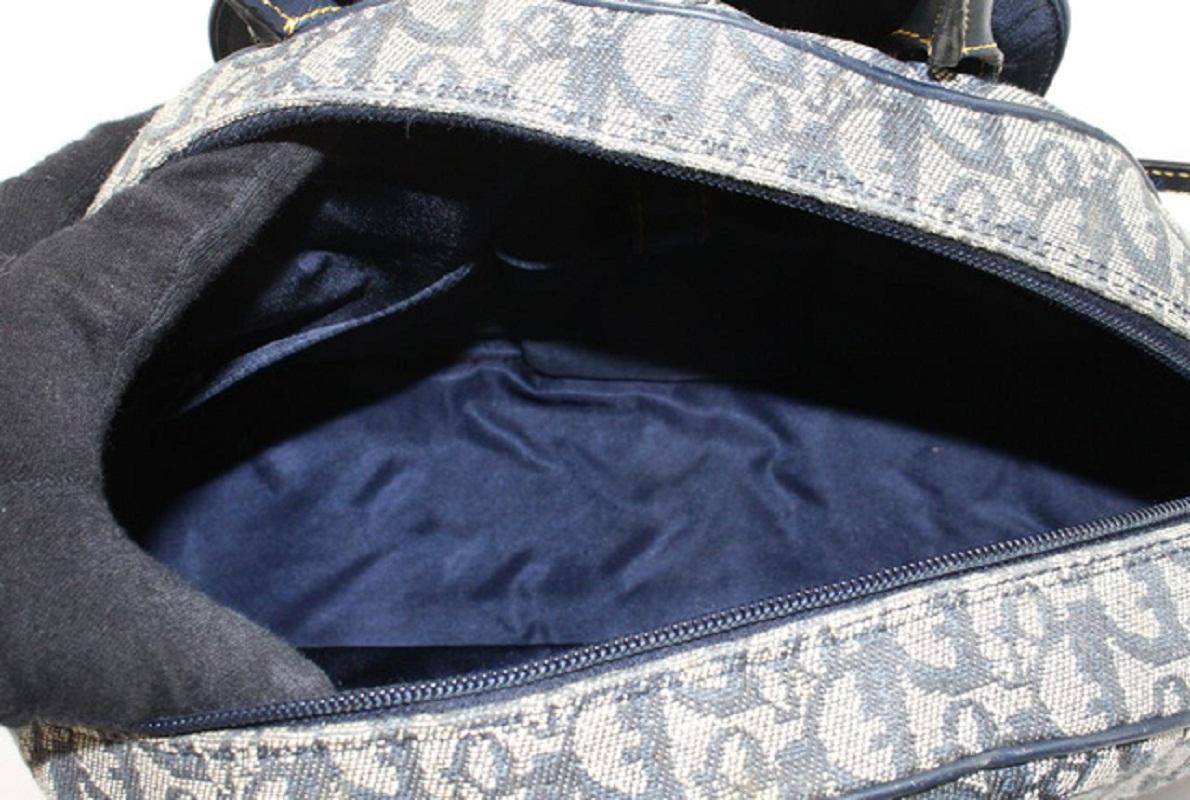 Christian Dior Marineblau Diorissimo Canvas Sattel Medium Bowler Tasche im Angebot 3