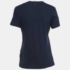 Christian Dior Navy Blue Feminist Print Cotton Blend Half Sleeve T-Shirt S