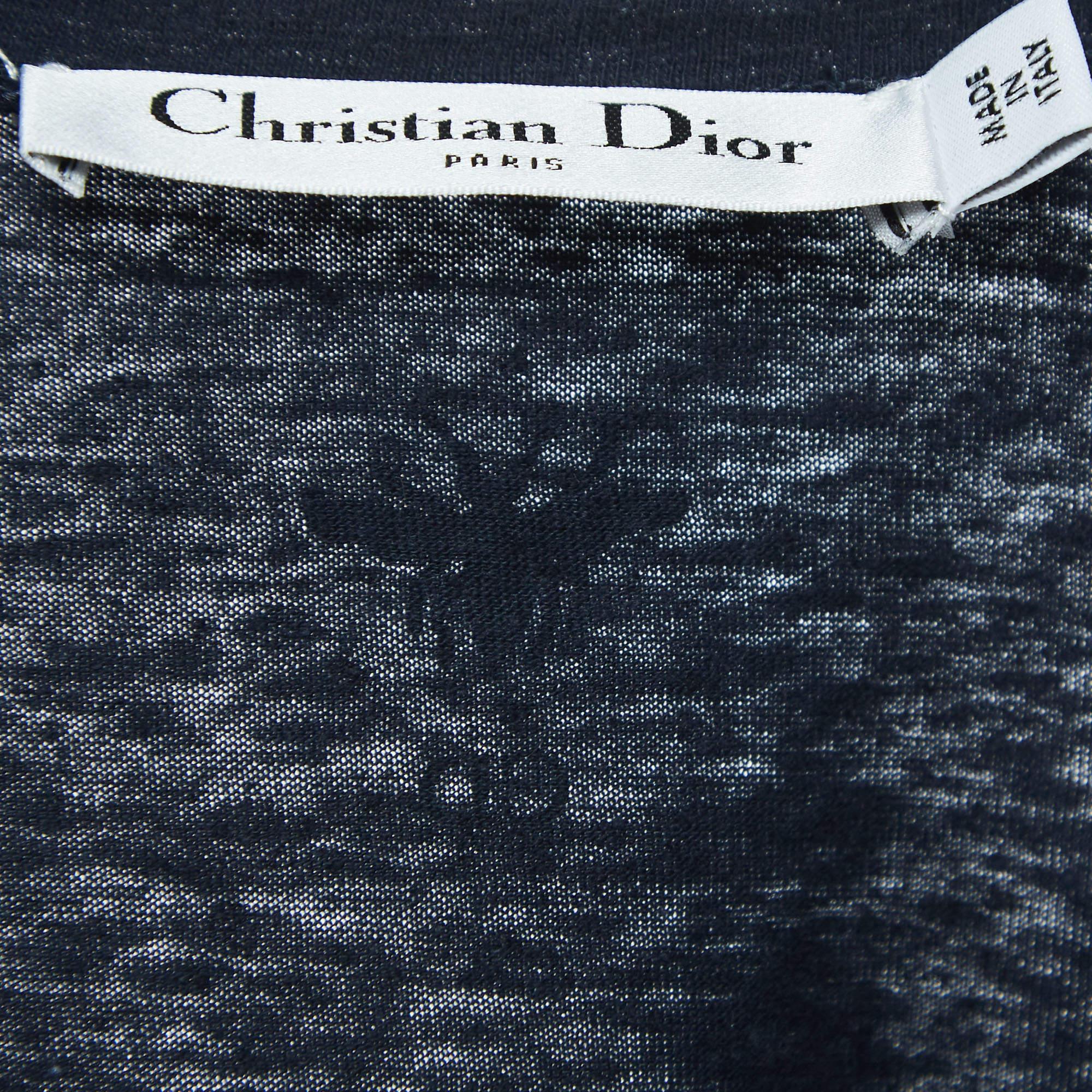 Christian Dior Navy Blue Feminist Print Cotton Blend Half Sleeve T-Shirt S For Sale 1