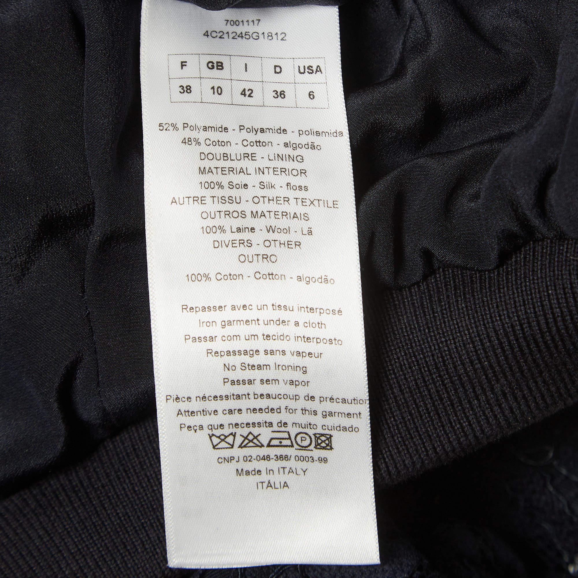 Veste courte Christian Dior bleu marine à fleurs en dentelle M Pour femmes en vente
